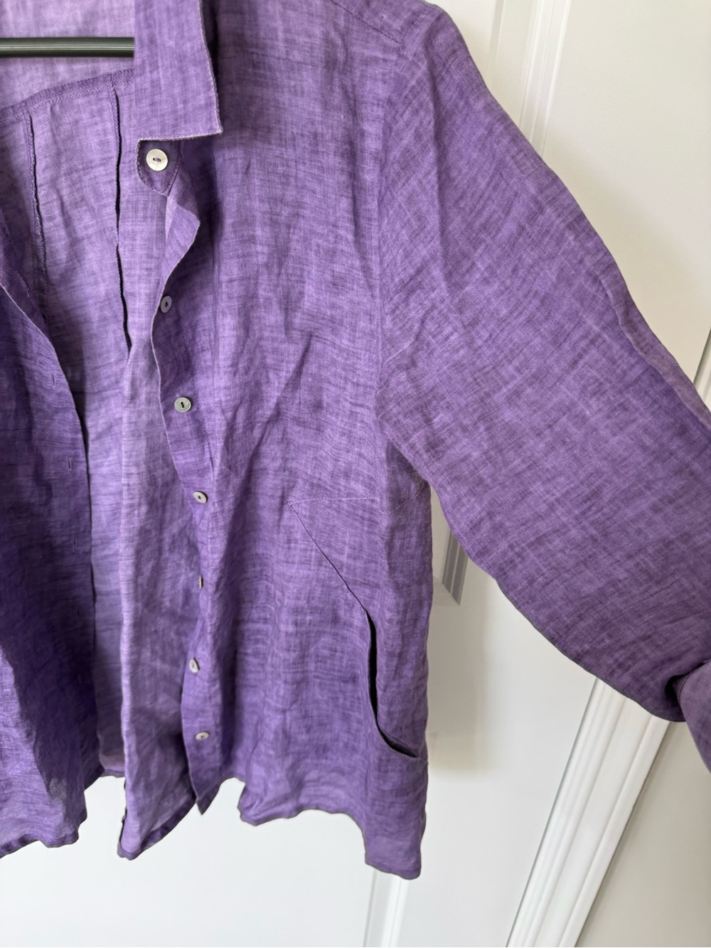 Habitat Linen Oversized Sheer Blouse Size Medium Pockets - Picture 2 of 5